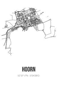 Hoorn (Noord-Holland) | Karte | Schwarz und Weiß von Rezona
