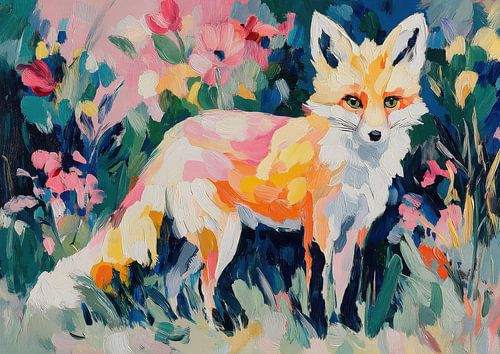 Vos in de bloemenweide - Impressionistische foto