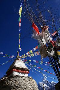 Stupa mit Gebetsfahne von Jürgen Wiesler