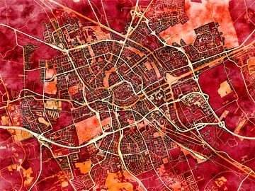 Map of Groningen with the style 'Amber Autumn' by Maporia