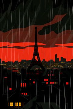 Eiffeltoren regen van Poster Art Shop