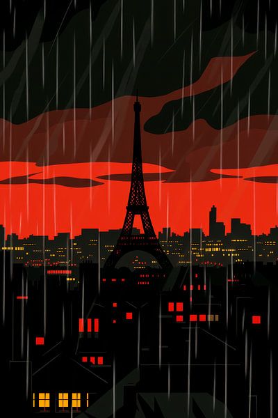 Eiffelturm Regen von Poster Art Shop