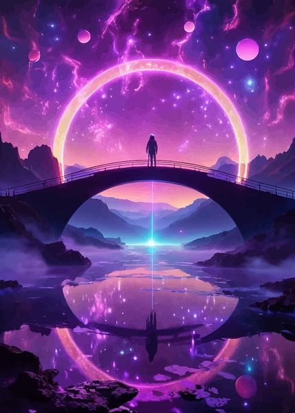 Astronaut on Bridge to Cosmic Portal by MIROKKU