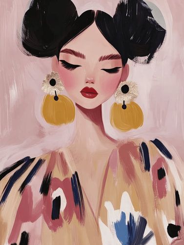 Portrait moderne aux couleurs pastel sur Carla Van Iersel