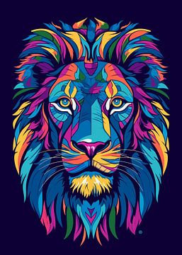 Lion Wild Nature WPAP Color Style sur Qreative