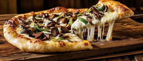 Kaaspizza met champignons en groenten