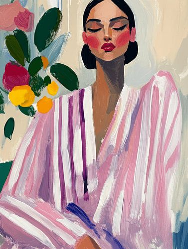 I like Pink, modern portrait by Carla Van Iersel