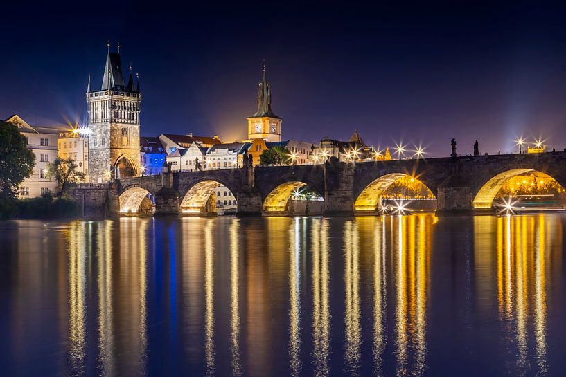 Night impression of Charles Bridge with Old Town Bridge Tower by Melanie Viola