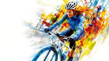 Cyclists speeding through the city by Frank Heinz