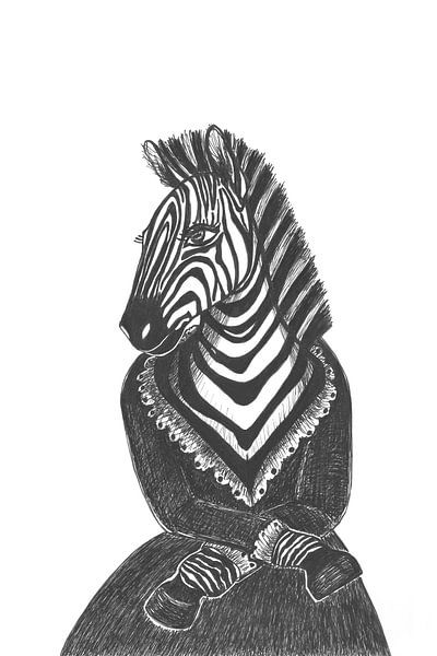 Jonkvrouw Zebra (serie dierenhof) van Karolina Grenczyk