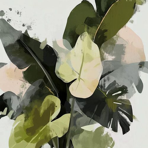 Feuilles chuchotantes dans une jungle abstraite