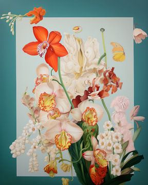 Bloemenpracht in pastelkleuren met een kader. van Carla Van Iersel