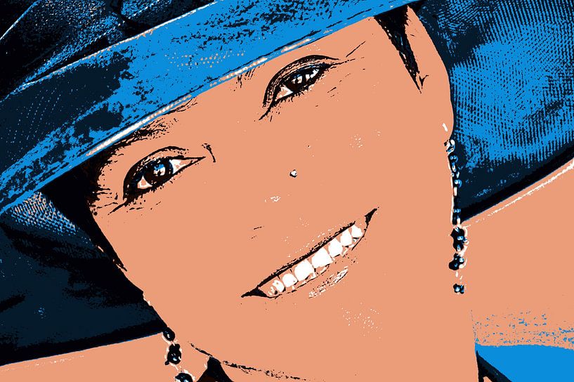 Femme avec un chapeau mixed media par Werner Lehmann