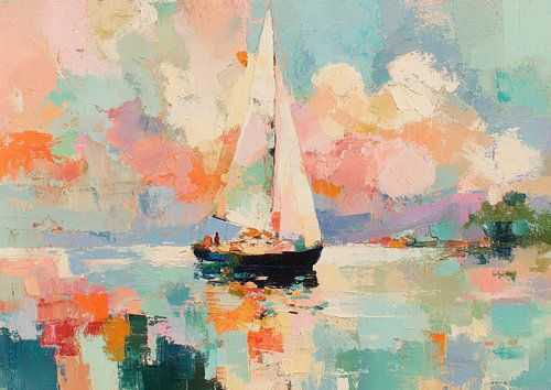 Zeilboot op zee - Impressionistische kunst