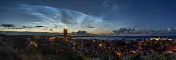 Panorama with shining night clouds over West-Terschelling by Marjolein van Roosmalen