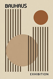 Bauhaus-style artwork in beige-brown by STUDIO ARTSY