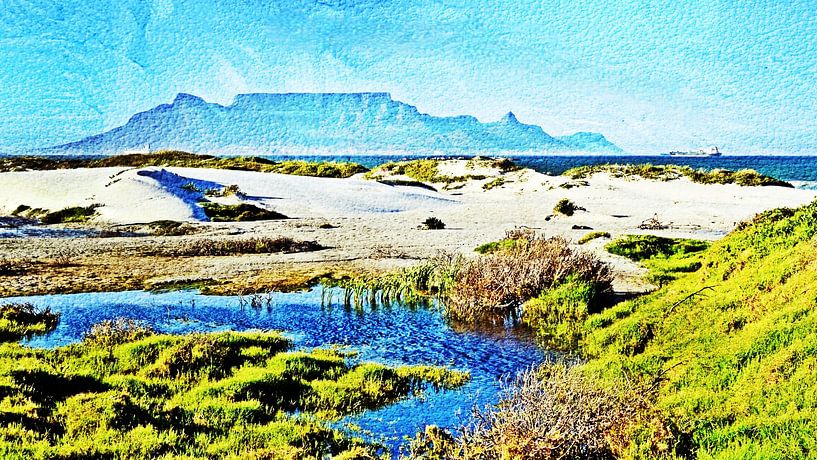 Table Mountain in Cape Town mixed media by Werner Lehmann
