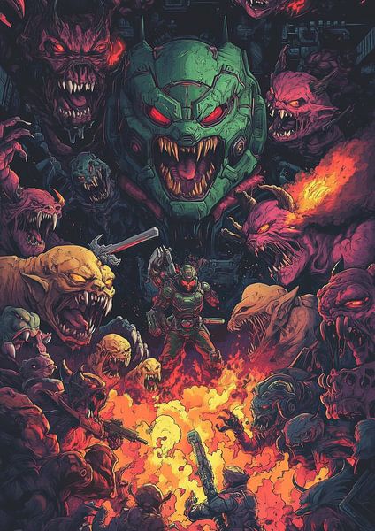 "Epic Inferno Full of Terrifying Creatures" by fredi arlangga