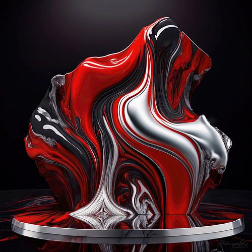 Sculpture abstraite rouge noir moderne sur AidasignArt