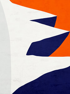 Organische geometrische abstrakte Kunst - Orange- und Blautöne