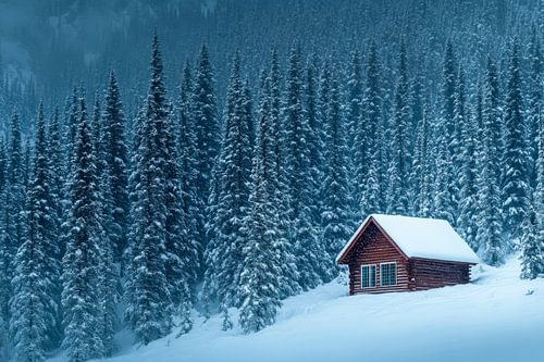 Cabane de neige forêt