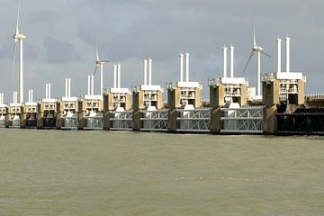 Barrage anti-tempête d'Oosterscheldekering vu de Neeltje Jans sur Robin Verhoef