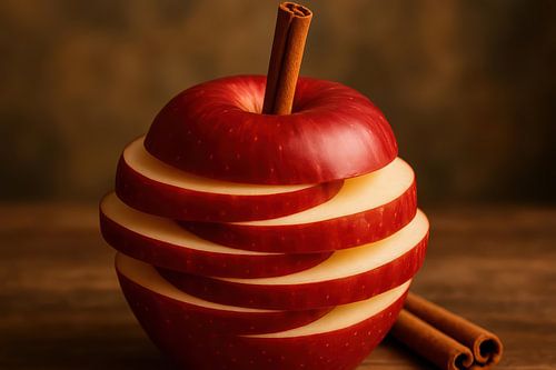 Appelringen en kaneel op hout