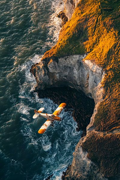 Aeroplane over the coast - aerial view by Poster Art Shop