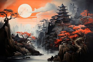 Japanische Pagode im Mondlicht von Erika Kaisersot