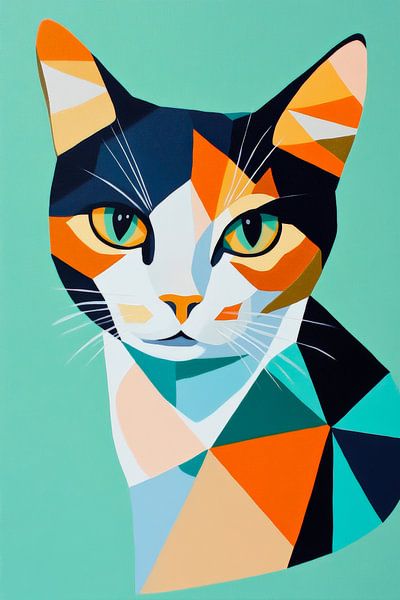 Geometric elegance - cat portrait by Poster Art Shop