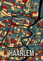 Haarlem: Kleurrijk stadsplan in vintage stijl - Poster voor aan de muur