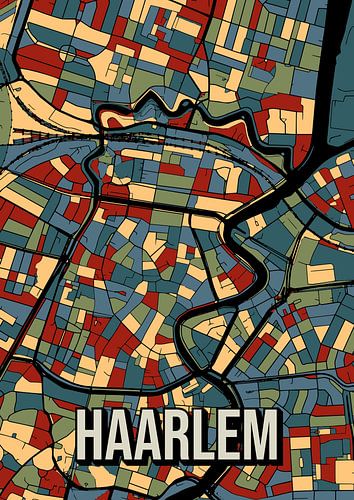 Haarlem: Bunter Stadtplan im Vintage-Stil - Poster für die Wand