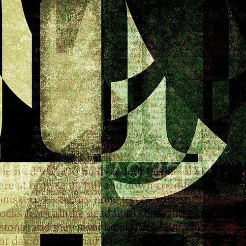 Circumfluent: Earthside [digitale abstracte kunst, wit, zwart, groen]