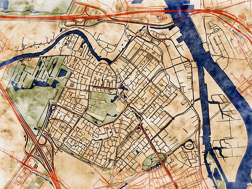 Carte de Hendrik-Ido-Ambacht avec le style 'Serene Summer'