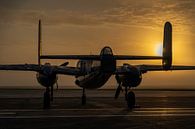 North American B-25 Mitchell au lever du soleil à l'aéroport Ellington de Houston, Texas. par Jaap van den Berg Aperçu