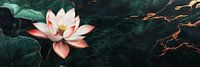 Light pink lotus flower with copper accents panorama by Digitale Schilderijen thumbnail