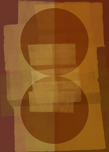 Moderne abstracte vormen in warme terracotta.