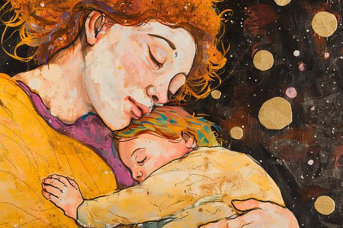 schilderachtig portret klassiek moeder met kind