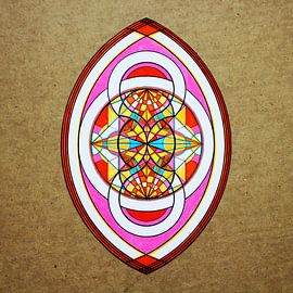 Pink and red geometric variation of the oval shape based on the expanded vescica pisces  von E11en  den Hollander