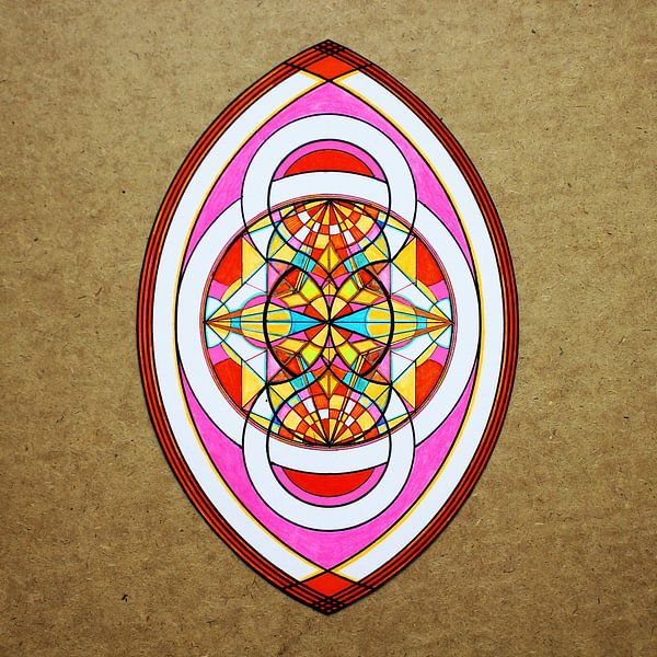 Pink and red geometric variation of the oval shape based on the expanded vescica pisces  by E11en  den Hollander