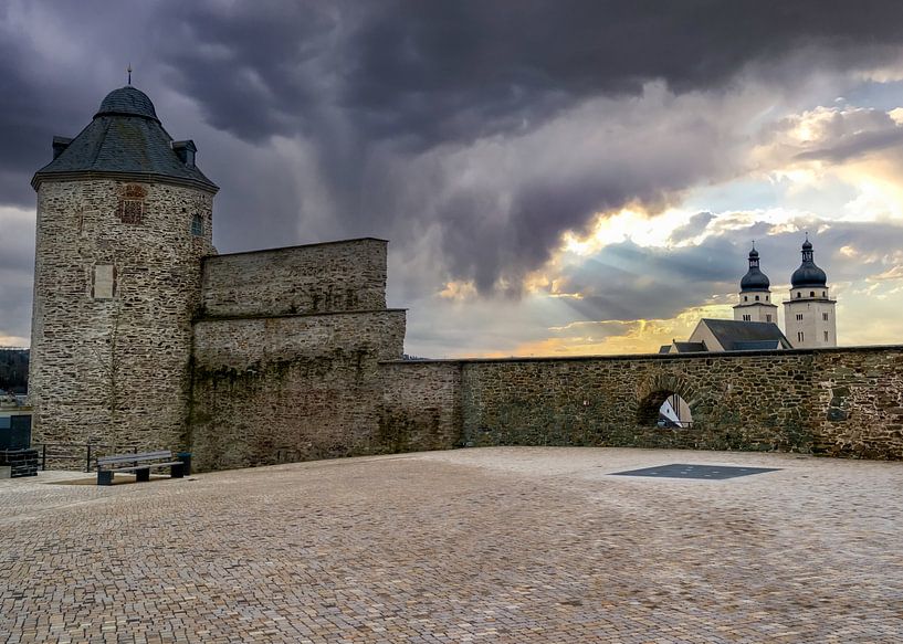 Old castle with colourful sky, Plauen Vogtland East Germany by Animaflora PicsStock