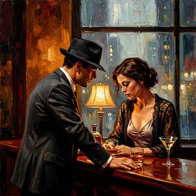 Gespräch in einer Bar in einer regnerischen Nacht von Jan Keteleer