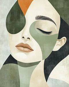 Minimalistisches Porträt, Harmonie zwischen Form, Farbe und Gefühl