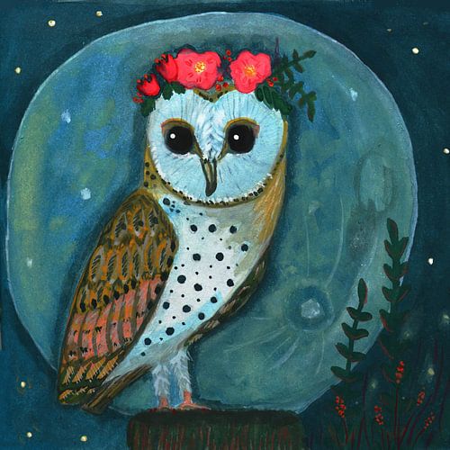 Schleiereule im Mondlicht