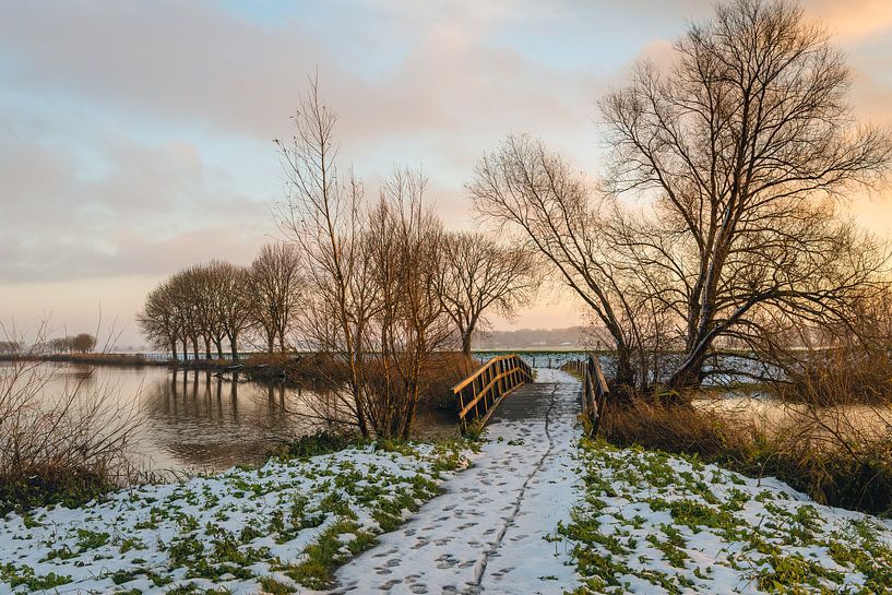 Winters landschap met bruggetje von Ruud Morijn