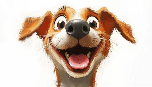 Vrolijke hond karikatuur waterverf