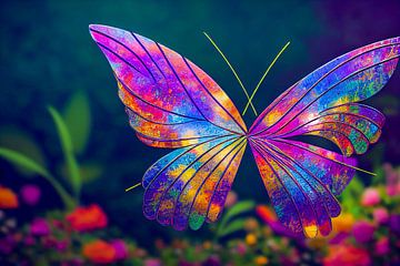 Bunter Schmetterling auf Blume, Illustration von Animaflora PicsStock