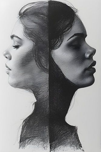 Portrettekening met dubbel profiel