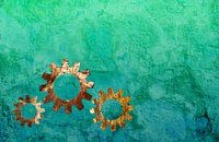 Steampunk gears against grunge background