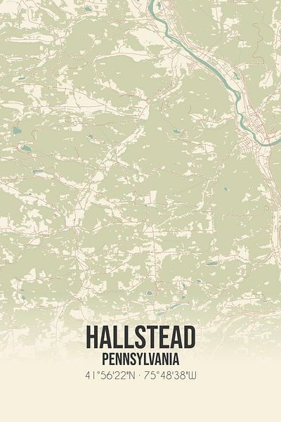 Carte ancienne de Hallstead (Pennsylvanie), USA. par Affiches de lieux